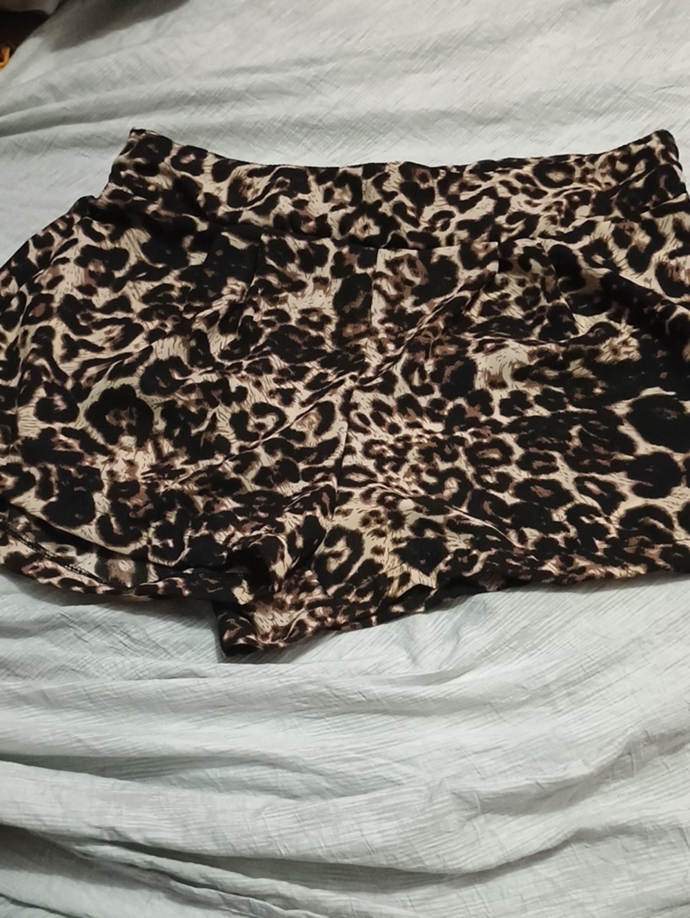 Leopard Print Shorts - Black & Tan Size M